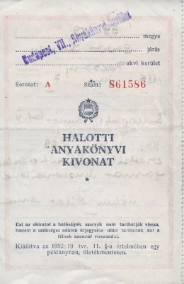  Örvös Károly - Halotti anyakönyvi kivonat 1.