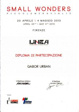  Urbán Gábor - Diploma di Partecipazione - Firenze