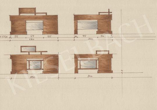 Ismeretlen magyar designer - Art deco asztal terv festménye