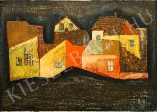 Orvos, András - Coloured houses (View of a city) painting