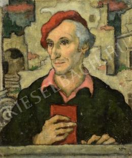 Vasvári József - Képmás romokkal (Önarckép) (1954)