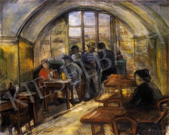 Bárónő Schossberger, Klára - Scene of the café | 10th Auction auction / 126 Lot