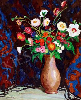 Balla, Béla - Studio Still-life with Flowers and Drapery 