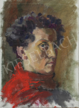 Lukács, Ágnes - Self-portrait with Red Scarf, 1960 