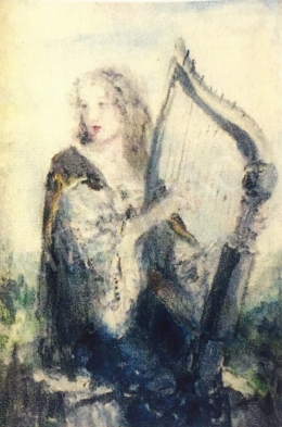 Náray Aurél - Lány hárfával 