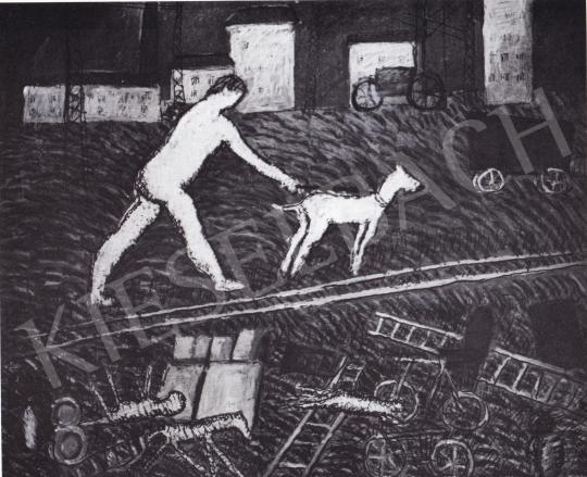  Román, György - Woman Nude with Dog, 1977 painting