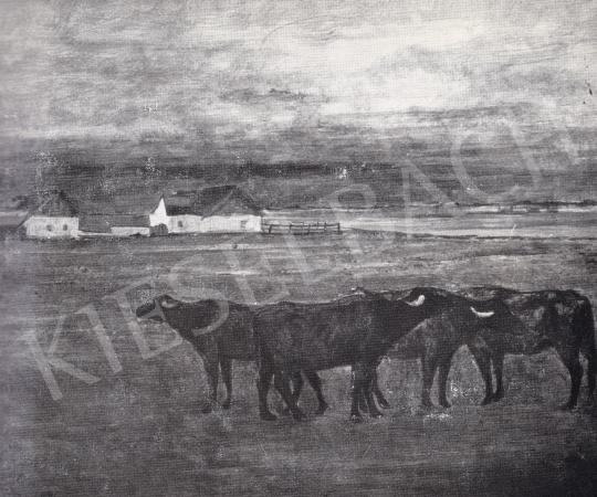  Kurucz, D. István (Kurucz Dezső István) - Farm with Oxes, 1959 painting