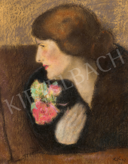 Rippl-Rónai József - Fiatal nő virággal, 1925 