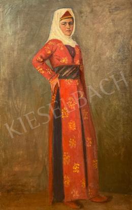  Unknown Painter in Central-Europe - Young woman in traditional costume 