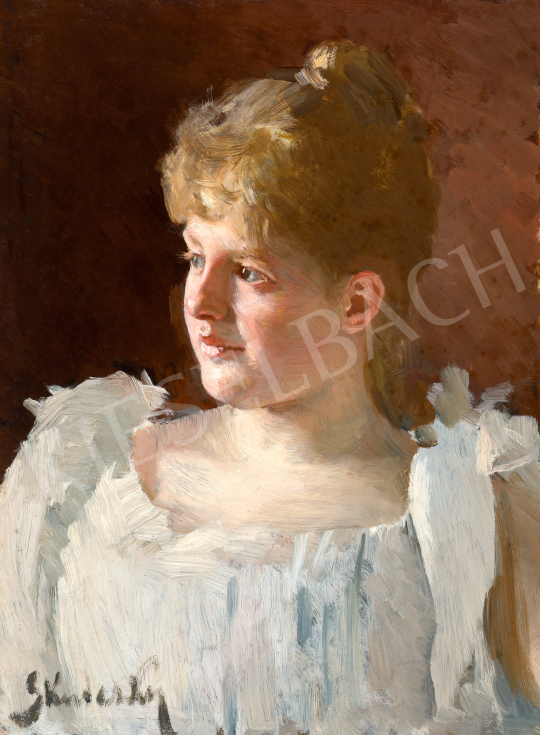 Skuteczky, Döme - Young Girl in White Blouse (Portrait of Borbála Lehotzky) | 69th auction auction / 104 Lot