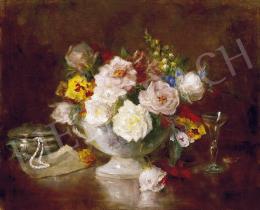 Unknown painter - Still Life with a Glass of Champagne and a Pearl Necklace 