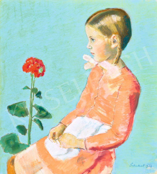 Schubert, Ernő - Young Girl with Flowers, 1938 | 71st Spring auction auction / 139 Lot