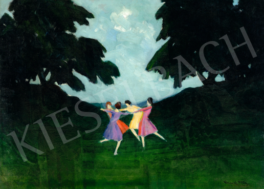 Vaszkó Ödön - Tánc a szabadban (Art deco jelenet), 1924 | 74. Tavaszi aukció aukció / 39 tétel