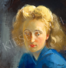 Istókovits Kálmán - Fiatal lány kék blúzban, 1940 