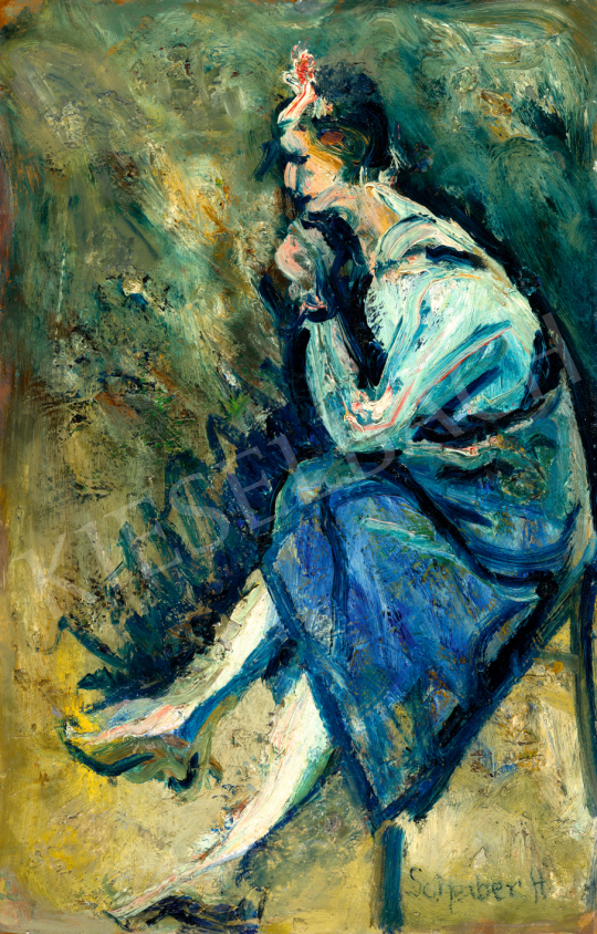  Scheiber, Hugó - Lady in a Blue Dress | 74. Spring auction auction / 229 Lot