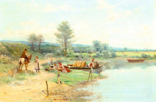 For sale Bruck, Lajos - Bank of Tisza (A Glass of Wine, Cookout) 's painting
