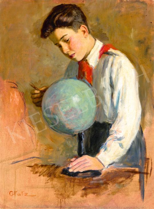 For sale  Glatz, Oszkár - Little Pioneer Boy with a Globe (Wonders of Peace Camp) 's painting