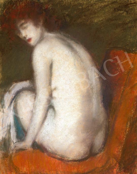 For sale Rippl-Rónai, József - Parisian Model in the Studio (Zorka on a Red Velvet Chair) 's painting