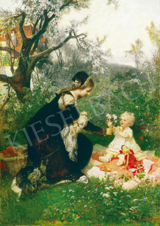 Eladó Liezen-Mayer Sándor - Kertben (Anyai szeretet), 1870 körül festménye