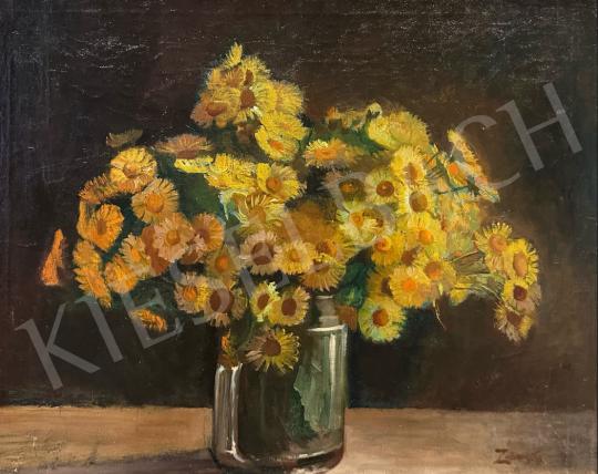 For sale Unknown Hungarian painter - Flower Still Life with Yellow Flowers 's painting