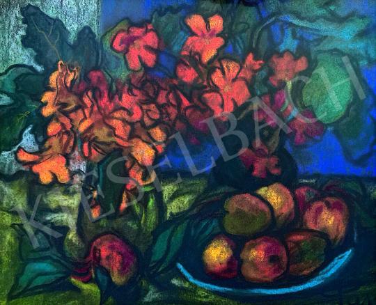 For sale Papp, Gyula - Floral still life with apples 's painting