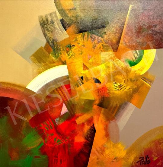 For sale  Pelle Péter - Composition in yellow-red 's painting