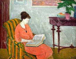 Tamás, Ervin - Reading woman in an interior 