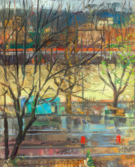  Duray, Tibor - Autumn in Rome, View from the Palazzo Falconieri (Tevere Bank after Rain, Passers-by with Umbrellas) | 75th Autumn auction auction / 13 Lot