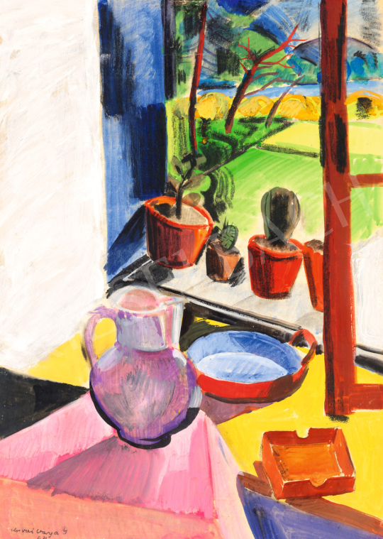  Ilosvai Varga, István - Flower Pots in the Studio Window in Szentendre, 1934 | 75th Autumn auction auction / 22 Lot