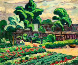 Záhonyi, Géza - Red Flowers in the Summer Garden, c. 1920 