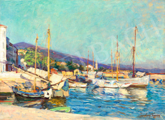 Zemplényi, Tivadar - Italian Harbour with Sailboats, 1911 | 75th Autumn auction auction / 63 Lot