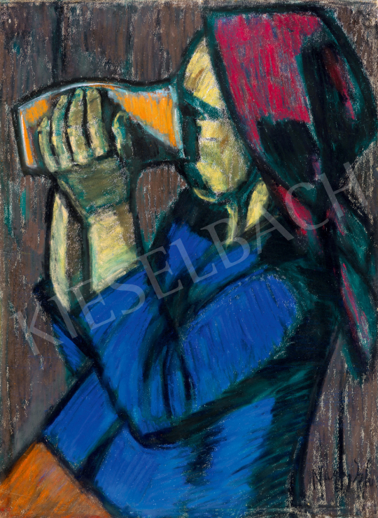 Nagy, István - Girl Drinking Milk in a Blue Shirt, c. 1930 | 75th Autumn auction auction / 83 Lot