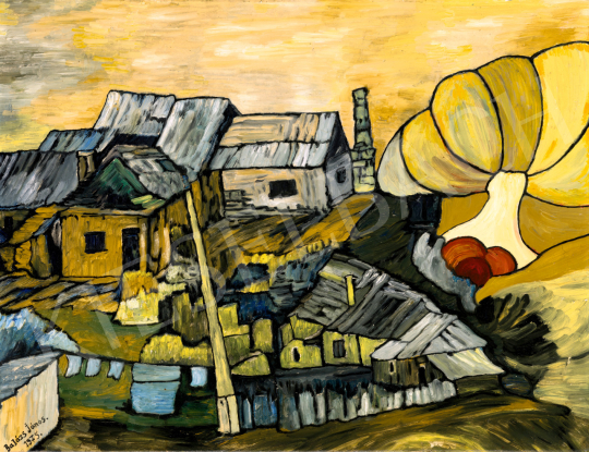  Balázs, János - Houses with Yellow Flowers (Pécskődomb), 1975 | 75th Autumn auction auction / 87 Lot