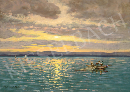 Rubovics, Márk - Fishermen in the Light of the Setting Sun (Lake Balaton), c. 1930 | 75th Autumn auction auction / 90 Lot