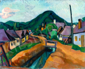  Perlrott Csaba, Vilmos - The Veresvíz Houses in Nagybánya, c. 1928 painting