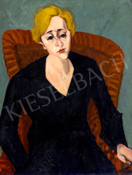 Tihanyi Lajos - New York-i hegedűnűvésznő (Karosszékben ülő nő, Charlotte Kármán arcképe), 1929 