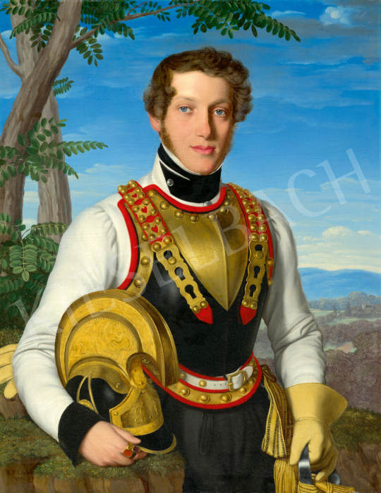  Eduard Friedrich Leybold - Fiatal katonatiszt portréja (Dragonyos tiszt az alapi Salamon családból), 1831 | 75. Őszi aukció aukció / 134 tétel