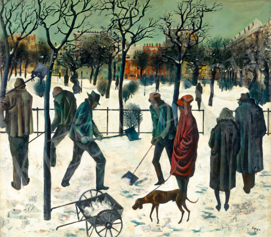  Korga, György - Winter in Pest (Snow Shovels), c. 1960 | 75th Autumn auction auction / 189 Lot