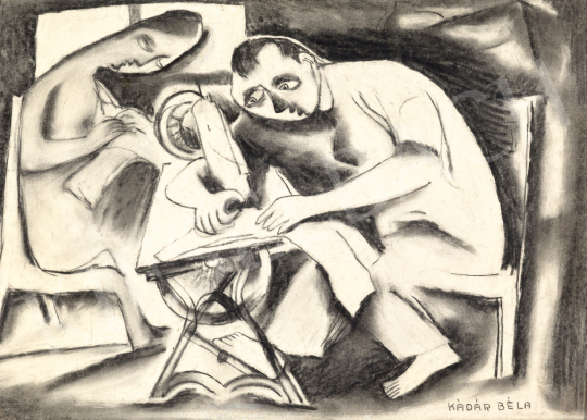  Kádár, Béla - Young Couple with Singer Sewing Machine, 1920s | 75th Autumn auction auction / 243 Lot