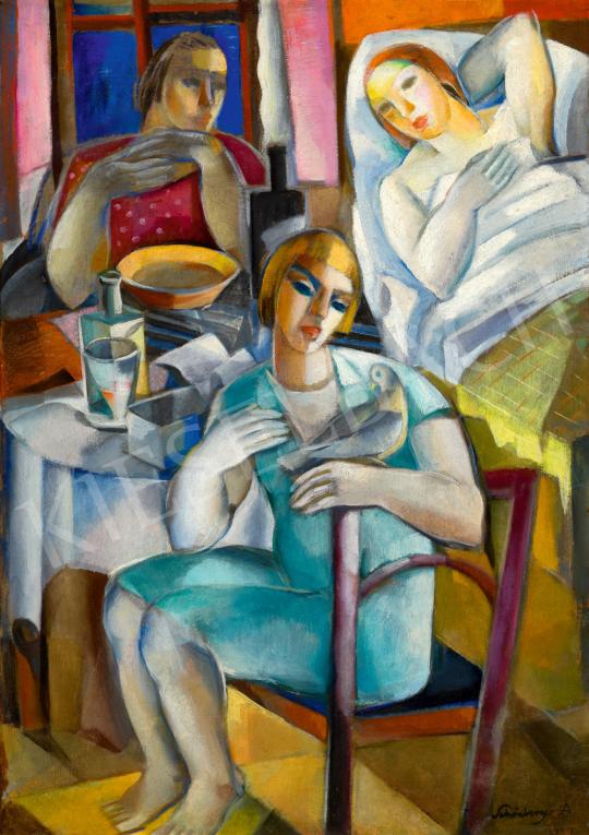 Eladó  Schönberger Armand - Art deco jelenet (Látogatás), 1933 festménye