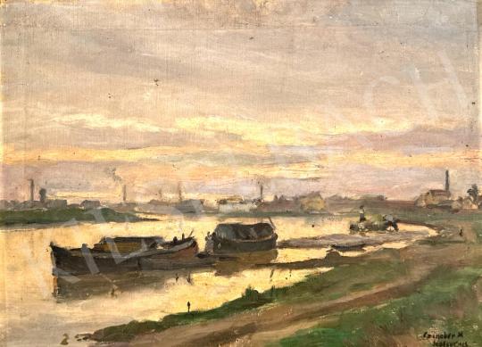 For sale Czinóber, Miklós (Szolnoki) - Barge on the Tisza 's painting