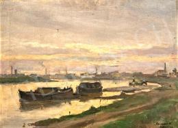 Czinóber, Miklós (Szolnoki) - Barge on the Tisza 