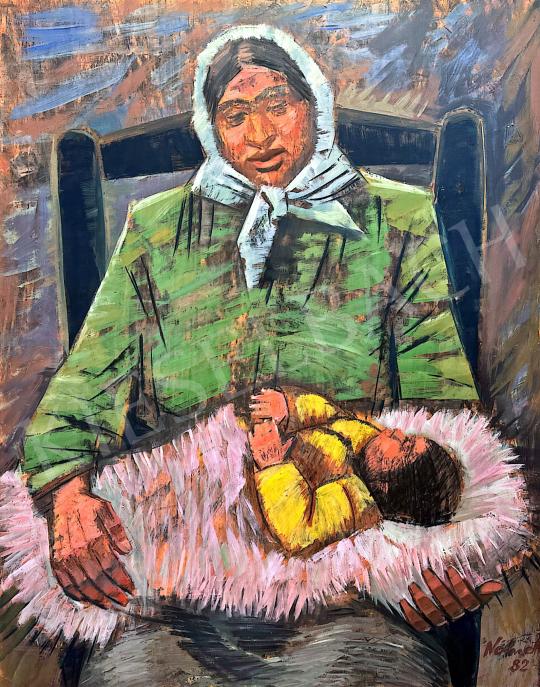 For sale  Németh, József - Mother with child ( Baby in Cradle), 1982 's painting