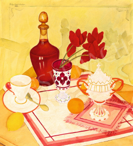  Fülöp, Antal Andor - Still-Life with the Shadow of the Setting Sun and Art Decp Bonbonier, 1939 