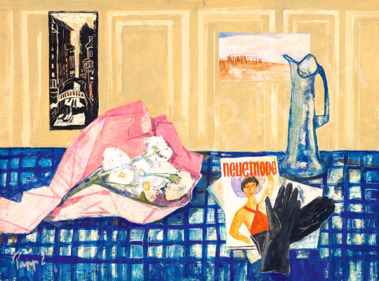  Papp, Zoltán - Still-Life with magazine and Bouquet, 1967 | 76th auction auction / 174 Lot