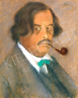 Rippl-Rónai, József - Self-Portrait with a Pipe and Green Bow Tie, 1922 