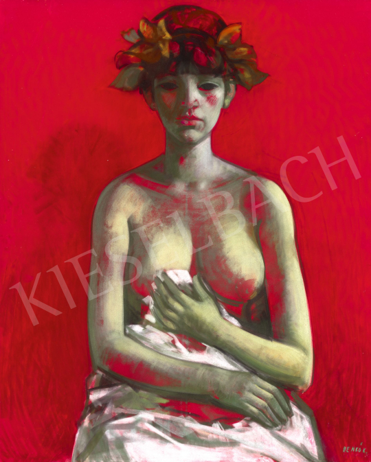  Benkő Katalin - Pannonian Nude in Front of Red Background | 76th auction auction / 222 Lot