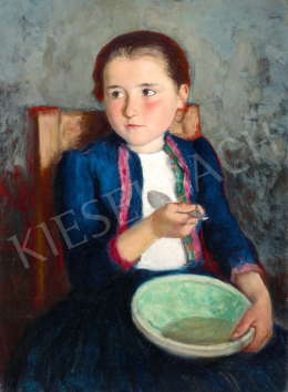  Glatz Oszkár - Kislány kék ruhában, 1930 