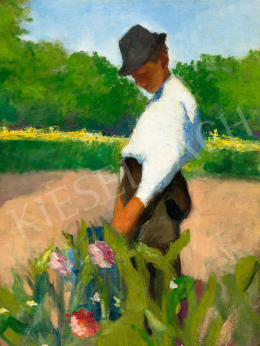  Unknown Hungarian painter, about 1910 - Boy in a White Shirt in Sunlight 