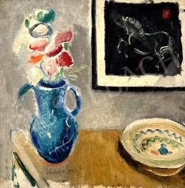 Vadász, Endre - Blue vase with folk plate 